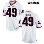 Women's Georgia Bulldogs NCAA #49 Turner Fortin Nike Stitched White Authentic College Football Jersey YBI1654RZ